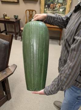 Grueby Tooled-Leaf Matte Green Floor Vase